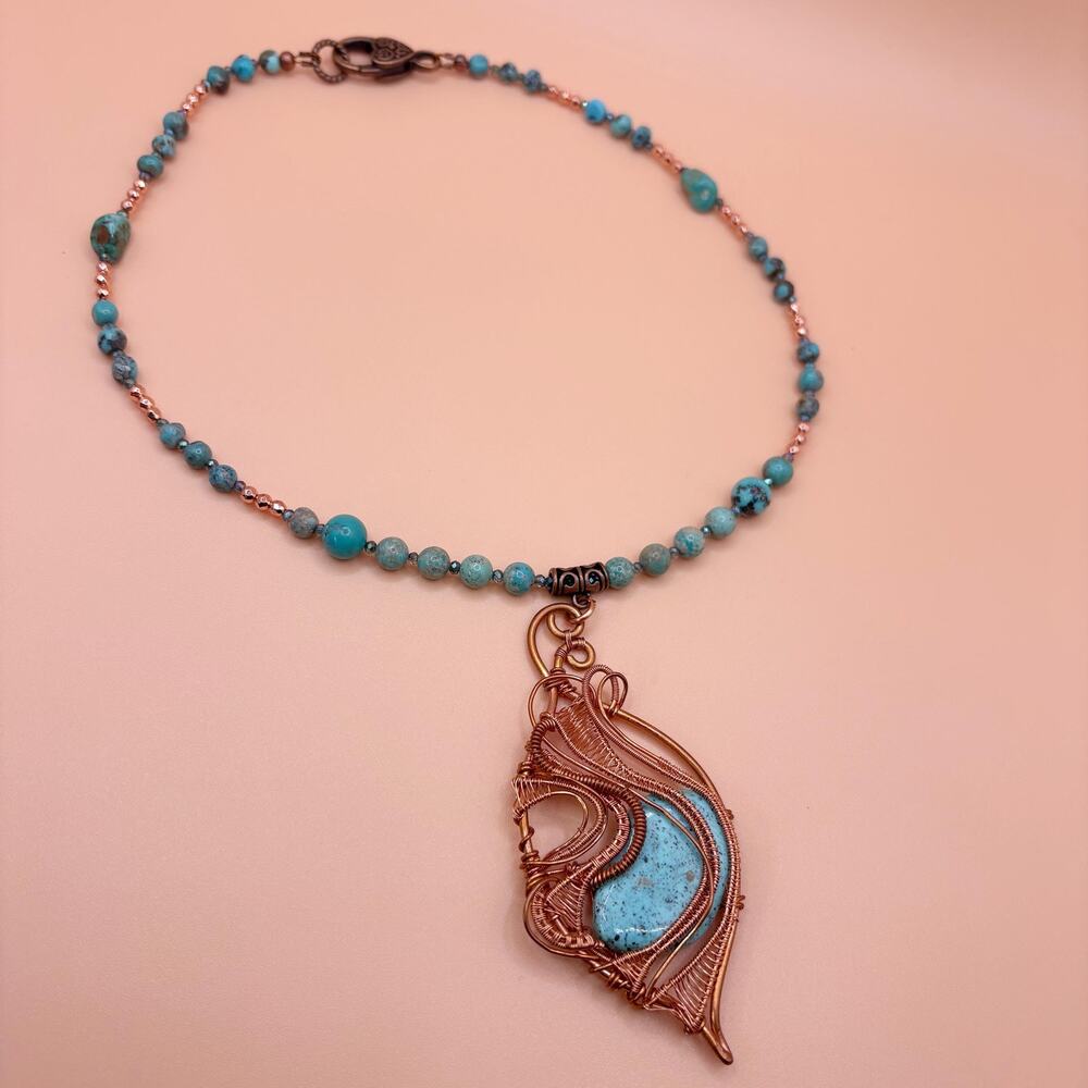 Turquoise Necklace In Copper - Picture 12 of 13